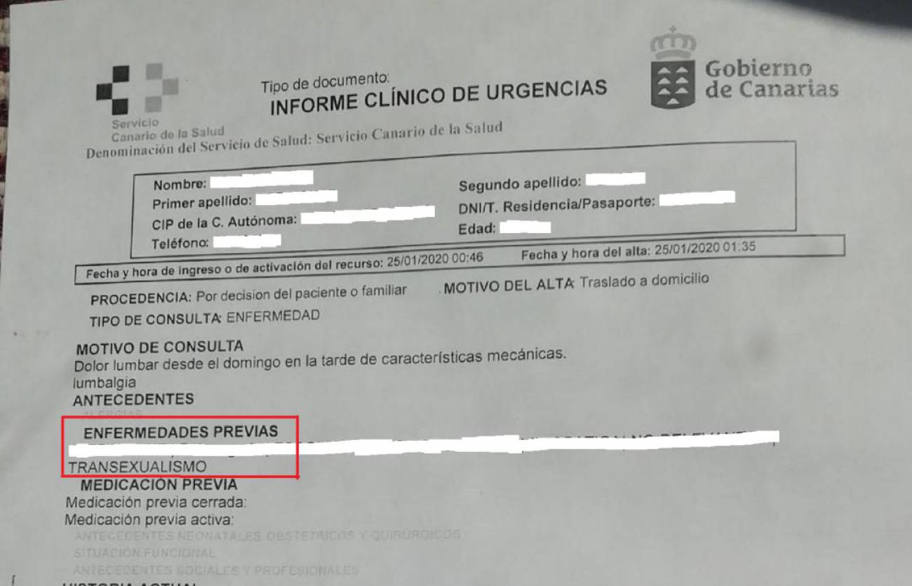 El informe médico a un joven transexual : "Enfermedad: transexualismo"