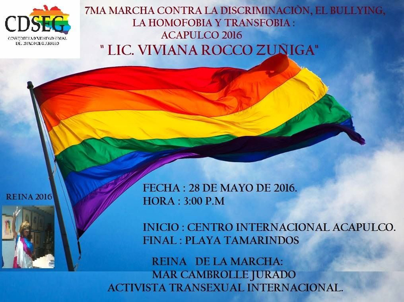 Cartel de la marcha diversidad Acapulco 2016