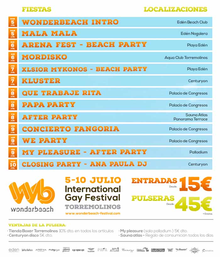 Cartel del Wonder Beach Gay Torremolinos 2016