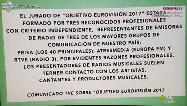 Comunicado de TVE sobre Objetivo Eurovisión