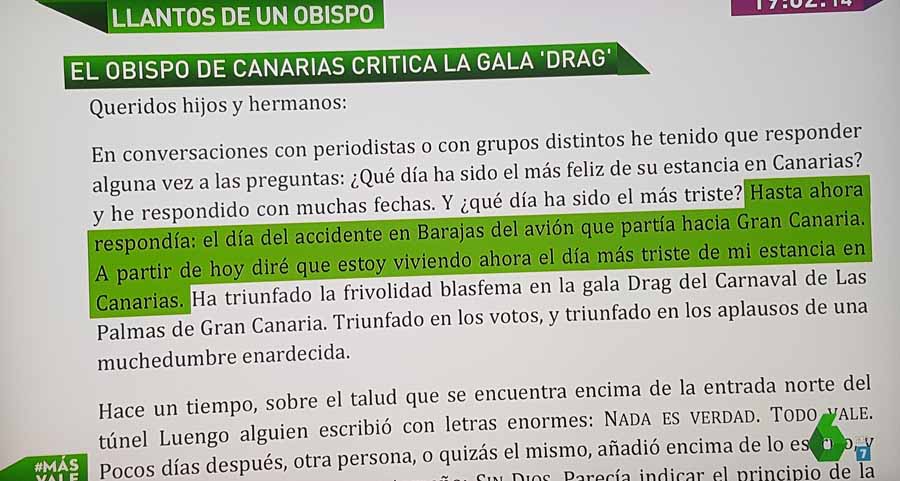 Frase del Obispo sobre Gala Drag Queen