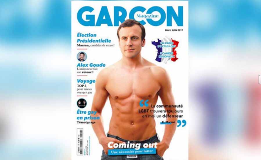 Revista gay reaviva la polémica con Macron luciendo pectorales y el titular: “Saliendo: Una lucha necesaria”