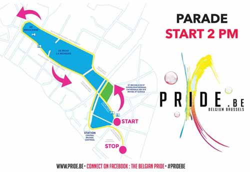 Recorrido Marcha Pride Bélgica 2016