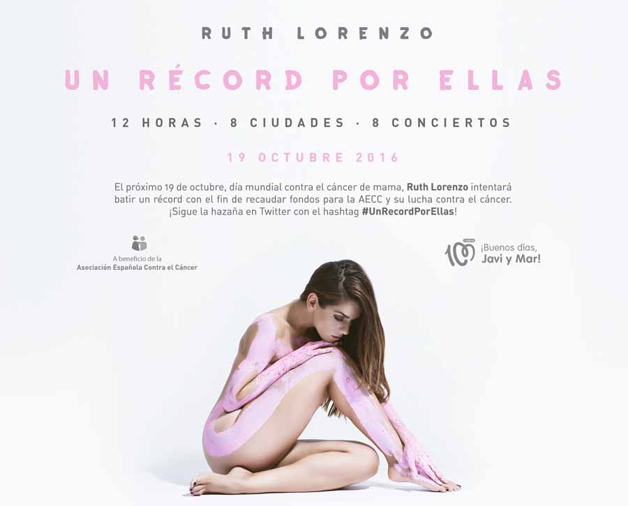 Ruth Lorenzo intenta batir el récord Guiness con 8 conciertos en 12 horas contra el cáncer de mama