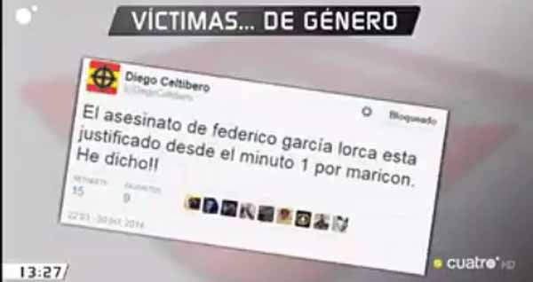 Tuit que justifica el asesinato de García Lorca