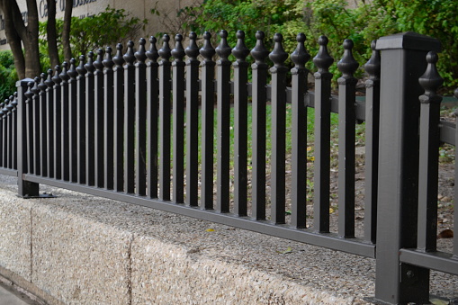 Iron Fence which protects an elevated garden lot